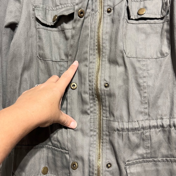 Red Snap Woman’s Green Zip Button Down Utility Jacket Size Medium - Picture 3 of 9